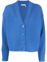 See by Chloé cardigan en maille nervurée à col v - Bleu