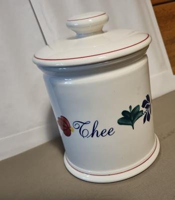 Boerenbont Voorraadpot Thee 1.5 ltr Aardewerk met wit deksel