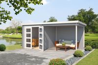 Outdoor Life Helena Blokhut 492,2 x 250 cm 28 mm vuren Platinum Grey-Wit gecoat- Plat dak- - Outdoor Life Outdoor Life Helena Blokhut 492,2 x 250 cm 28 mm vuren Platinum Grey-Wit gecoat- Plat dak- - Outdoor Life
