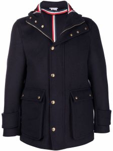 Thom Browne parka zippée en cachemire à capuche - Bleu