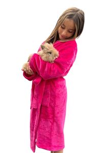 Hardroze kinderbadjas fleece-XL (11-13 jaar)