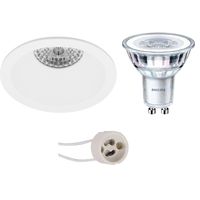 LED Spot Set - Pragmi Pollon Pro - GU10 Fitting - Inbouw Rond - Mat Wit - Verdiept - Ø82mm - Philips - CorePro 840 36D - 3.5W - Natuurlijk Wit 4000K