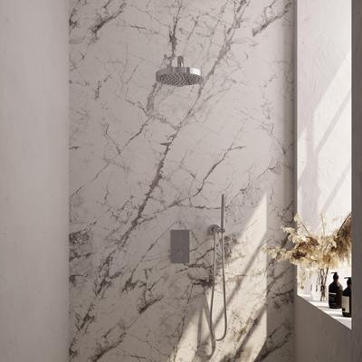 BRAUER Stripe Thermostatische Inbouw Regendouche - 3-weg - rechthoekig - SET 13 - 25cm douchekop - rechte muurarm - staaf handdouche - doucheslang - wandaansluitbocht - chroom 5-CE-389