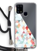 Gekleurde driehoekjes pastel: Samsung Galaxy M31 Transparant Hoesje met koord