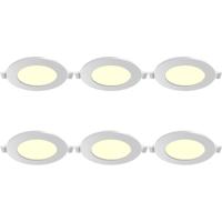 LED Downlight Inbouwspot 6 Stuks - Brinton Thin - 3W 220lm 120° Bundelhoek - Warm Wit 3000K - IP40 - Rond - Wit - Ø85mm Buitenmaat - Ø70mm Zaagmaat