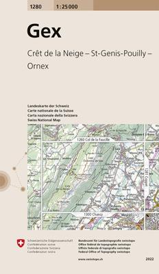 Wandelkaart - Topografische kaart 1280 Gex | Swisstopo
