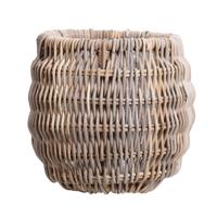 Leen Bakker - Bloempot Stephanie - Naturel - 30xØ33 Cm - Rotan - Bruin