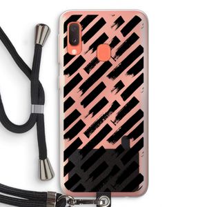Zwarte vegen: Samsung Galaxy A20e Transparant Hoesje met koord