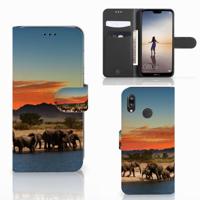 Huawei P20 Lite | Telefoonhoesje | Met pasjeshouder | Olifanten