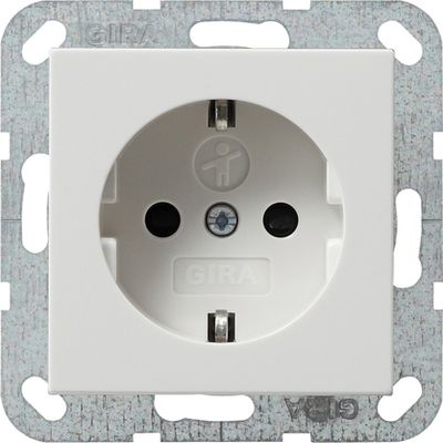 Gira enkel stopcontact met randaarde en kinderbeveiliging zuiver wit glanzend RAL9010