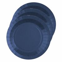 Santex Bordjes karton - 10x - rond - kobalt blauw - 22 cm - feestbordjes - thumbnail