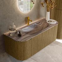 Badmeubel Mondiaz Kurve-Dlux | 120 cm | Meubelkleur Dusk | Wastafelkleur Sombra | Solid surface | Wasbak midden spoelbak | 1 kraangat