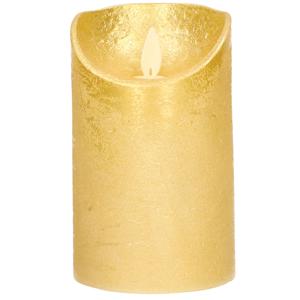 Led kaars/stompkaars - goud - H12,5 x D7,5 cm - wax - warm wit licht - bewegende vlam