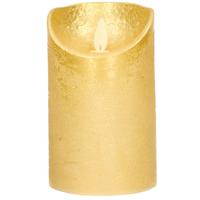 Led kaars/stompkaars - goud - H12,5 x D7,5 cm - wax - warm wit licht - bewegende vlam