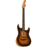 Fender American Acoustasonic Stratocaster 2-Color Sunburst EB elektrisch-akoestische gitaar met deluxe gigbag - thumbnail