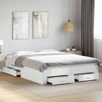 Bedframe met lades bewerkt hout wit 140x200 cm
