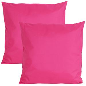 Buiten of tuin sier kussens - 2x - fuchsia roze - 45 x 45 cm - binnen/buiten - tuinbank