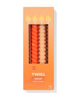 HEMA Lange Huishoudkaars Ø2.2x25cm Gedraaid Roze-oranje - 4 Stuks (multicolor)