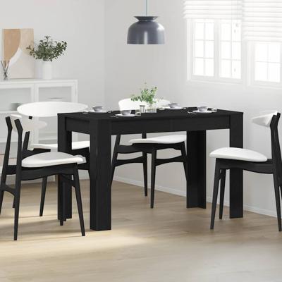 Eettafel 120x60x76 cm spaanplaat zwart eikenkleurig