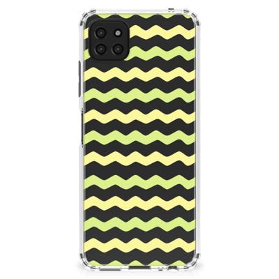 Samsung Galaxy A22 5G Doorzichtige Silicone Hoesje Waves Yellow Samsung Galaxy A22 5G Doorzichtige Silicone Hoesje Waves Yellow