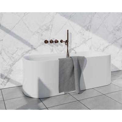 Fortifura Nebbio Badcombinatie-set - thermostaatkraan - inbouwdeel - 2x uitbreiding inbouwdeel - wandaansluitbocht - metalen doucheslang - staaf handdouche - uitloop - geborsteld koper PVD (koper) SW1183069 2x SW1183076 2x SW1183082 SW970045 SW970