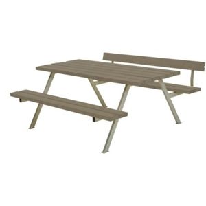 Picknicktafel Tuin Alpha Grijs Bruin 1 Rugleuning