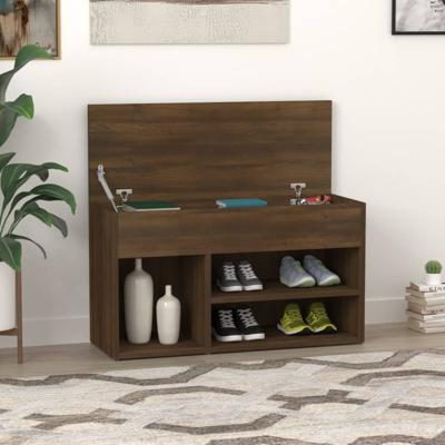 Schoenenbank 80x30x45 cm bewerkt hout bruin eikenkleur
