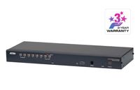 Aten 1-Lokale/externe gedeelde toegang, 8-poorts Cat 5 KVM over IP-switch met poort serieschakeling