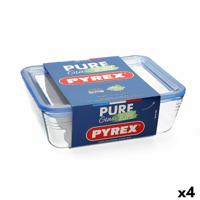 Hermetische Lunchtrommel Pyrex Pure Glass Transparant Glas (2,6 L) (4 Stuks)