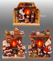 Set van artikelen kerstman openhaard met vlam set 3 - Nampook