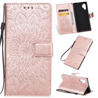 Gedrukt afdrukken zonnebloem patroon horizontale Flip PU lederen case voor Galaxy Note 10 +/Note 10 Pro met houder & kaartsleuven & portemonnee & Lan