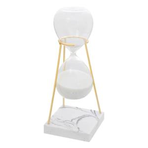 Zandloper cilinder - decoratie of tijdsmeting - 15 minuten - wit zand - D8 x H21 cm - glas