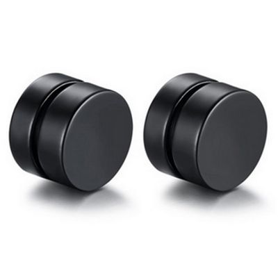 Magnetische Stud oorbellen Zwart 8mm