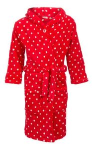 Playshoes badjas kind Stippen rood met capuchon