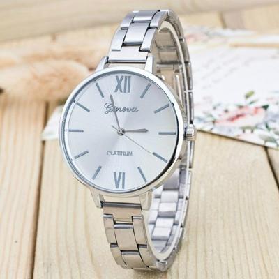 2 stks vrouwen grote Dial RVS fijne riem quartz horloge (zilver)