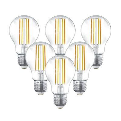 HOFTRONIC SMART Set van 6 Smart E27 LED Filament Lamp - 7W 806lm - A60 Clear - 1800-3000K - Dimbaar