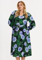 Yoek Jurk FULL BLOSSOM | Blauw | Maat 54/56