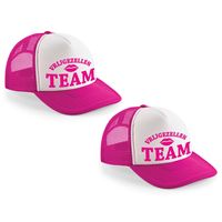 6x stuks roze fuchsia/ wit Vrijgezellen Team snapback cap/ truckers pet dames - Vrijgezellenfeest pe