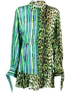 Roberto Cavalli robe-chemise à mélange d'imprimés - Vert