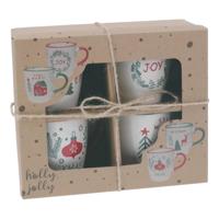 Home & Styling Kerstbeker aardewerk set a 4 200ml