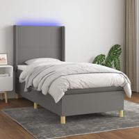 Boxspring met matras en LED stof donkergrijs 90x190 cm