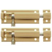 AMIG schuifslot - 2x - aluminium - 8 cm - goudkleur - deur - schutting - raam - Grendels - thumbnail