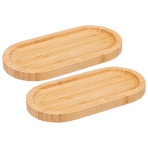 Serveerplankje voor hapjes/fingerfood  - 2x - 20 x 10 cm - bamboe hout - borrelplank - tapasplank