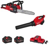 Milwaukee m18 fpp2opl13-802 accu comboset | 1x m18fchs-0 accu kettingzaag + 1x m18 fblg3-0 accu bladblazer | incl. 2 x m18 fb8 accu's en m18dbsc lader - 4933500228