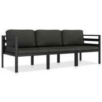 3-delige Loungeset met kussens aluminium antraciet - thumbnail