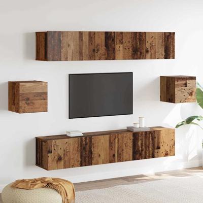 Tv-meubelset Wandgemonteerd 6 pcs Oud hout 80 x 30 x 30 cm Hout