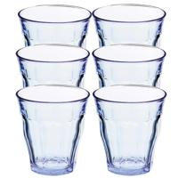 Drinkglazen - 6x - blauw - 220 ml - Picardie - waterglazen - glazen