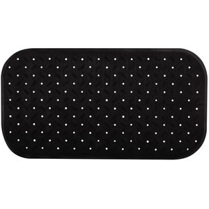 Douche/bad anti-slip mat badkamer - rubber - zwart - 36 x 76 cm - rechthoek