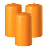 Enlightening Candles Cilinder/stompkaars - 3x - oranje - D6 x H8 cm - 27 branduur