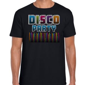 Disco verkleed t-shirt heren - jaren 80 feest outfit - disco party - zwart